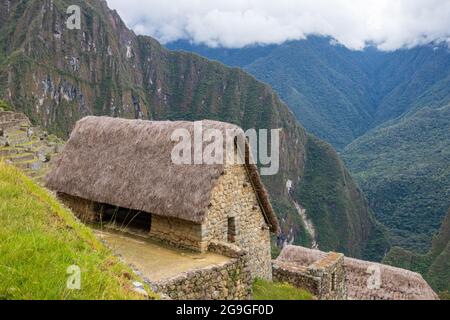 Archäologische Überreste von Machu Picchu in den Bergen von Cusco. Peru Stockfoto