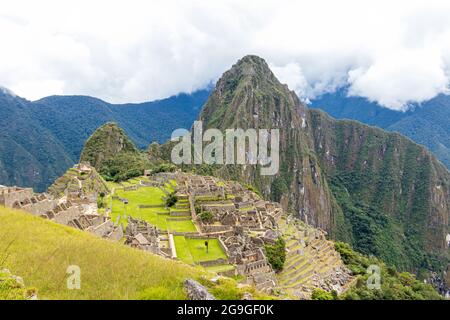 Archäologische Überreste von Machu Picchu in den Bergen von Cusco. Peru Stockfoto