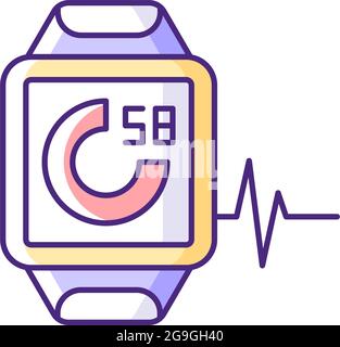 RGB-Farbsymbol für Online-Fitness-Aktivitätstracker. Stock Vektor