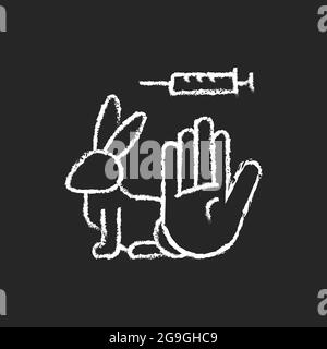 Kein Kaninchen testet Kreideweiß-Symbol auf dunklem Hintergrund Stock Vektor