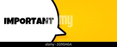 Wichtig. Sprechblasenbanner mit wichtigem Text. Lautsprecher. Für Unternehmen, Marketing und Werbung. Vektor auf isoliertem Hintergrund. EPS 10. Stock Vektor