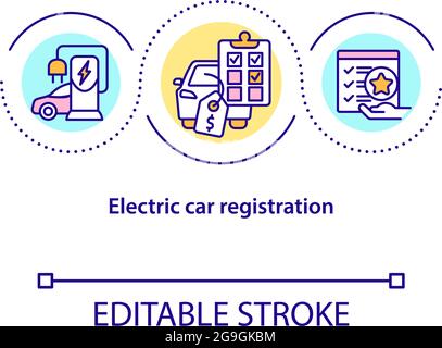 Symbol für das Elektroauto-Zulassungskonzept. Stock Vektor