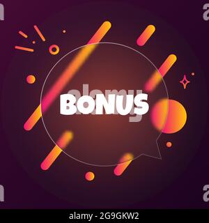 Bonus. Sprechblasenbanner mit Bonustext. Glassmorphismus-Stil. Für Unternehmen, Marketing und Werbung. Vektor auf isoliertem Hintergrund. EPS 10. Stock Vektor