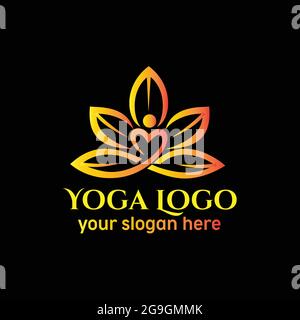 Lotus Yoga mit Liebe Frauen Logo Vector Design exklusive Design-Inspiration Stock Vektor