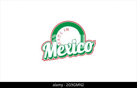 Made in Mexico Schriftzug Typografie Logo mit Badge Icon Logo Design Vektor Illustration Stock Vektor