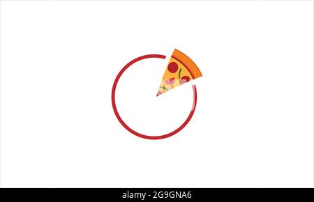 Pizza Stück Scheibe Symbol Logo-Design in Kreis Vektor-Illustration Stock Vektor