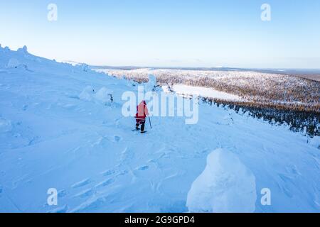 Santa Auf Lommoltunturi Stockfoto