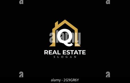 Alphabet Q Real Estate Monogram Vektor Logo Design, Buchstabe Q House Icon Vorlage Stock Vektor