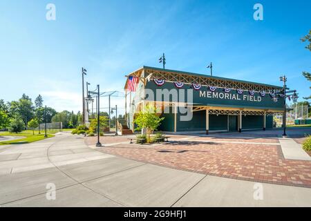 Allgemeine Ansicht der Tribünen des Memorial Field Stadions am 23. Juli 2021 in der Innenstadt von Coeur d'Alene, Idaho, USA Stockfoto