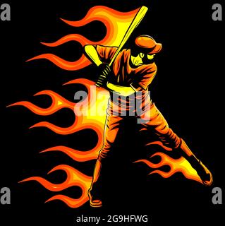 Baseball-Spieler traf den Ball Vektor Illustration Stock Vektor