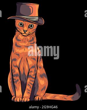 vektor-Illustration von Katze in einem Hut Stock Vektor
