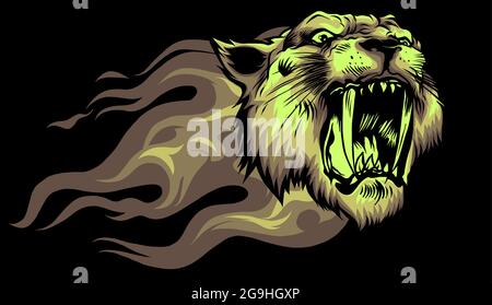 Kopf Jaguar mit Flame Tattoo Vektorgrafiken Stock Vektor