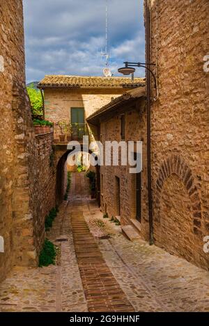 Spello charmante historische Zentrum Gasse in Umbrien Stockfoto