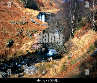 Wasserfall, River Caerfanell, Blaen Y Glyn, Brecon Beacons National Park, Powys, Wales. Stockfoto