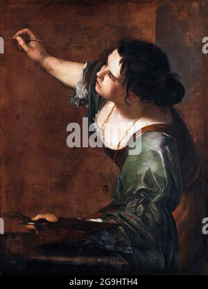 Selbstporträt als Allegorie der Malerei (La Pittura) von Artemisia Gentileschi (1593-1656), Öl auf Leinwand, ca. 1638-39 Stockfoto