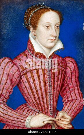 Mary Queen of Scots von François Clouet (1542-1587), Aquarell und Körperfarbe auf Pergament mit Karte, c. 1558-60 Stockfoto