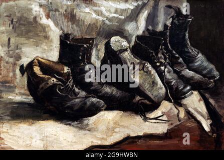 Drei Paar Schuhe von Vincent van Gogh (1853-1890), Öl auf Leinwand, 1886/7 Stockfoto