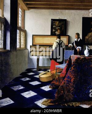 Vermeer. 'Dame am Jungfräulichen mit einem Gentleman (die Musikstunde)' von Johannes Vermeer (1632-1675), Öl auf Leinwand, ca. 1662-65 Stockfoto