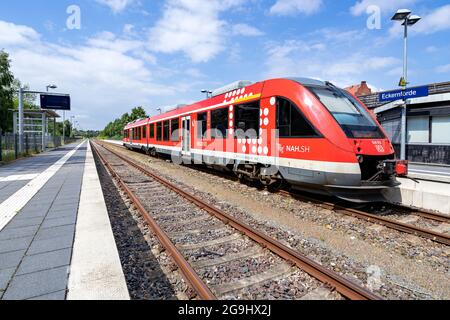 DB Regio Alstom Coradia LINT 41 Zug am Bahnhof Eckernförde Stockfoto