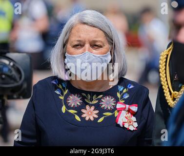 Die neu ernannte kanadische Generalgouverneurin Mary Simon besucht das Canadian war Memorial, ein Teil ihrer Amtseinführung, da sie offiziell als 30. Vereidigt wird Stockfoto