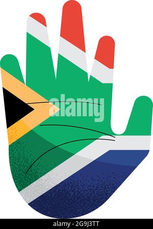 südafrikanische Flagge in handbemalter Farbe Stock Vektor