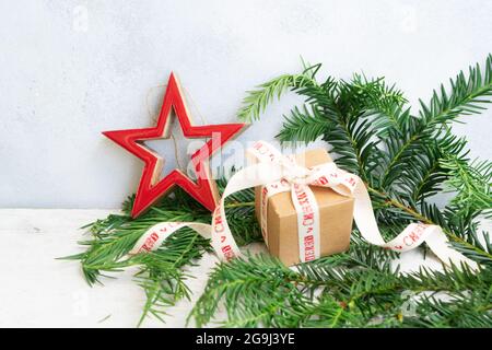 Rustikaler weihnachtlicher Lifestyle Stockfoto