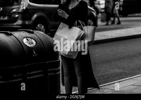 London entlang Regent's Street und Shopping Bags Stockfoto