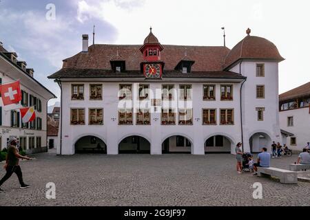 Thun Rathausplatz in der Altstadt von Thun Kanton Bern, Schweiz Stockfoto