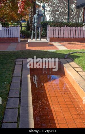 Don Bradman Statue auf Bradman Oval in Bowral Stockfoto