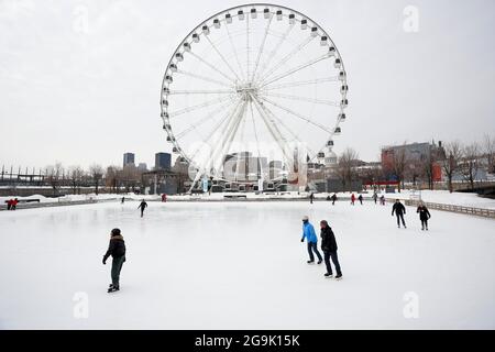Eislaufen am Riesenrad, Montreal, Provinz Quebec, Kanada Stockfoto