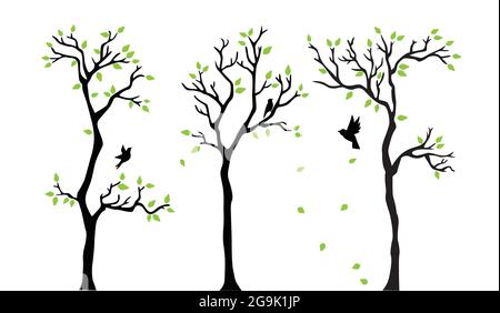 Forest Wall Decals - Bäume und Hirsche Aufkleber Stock Vektor