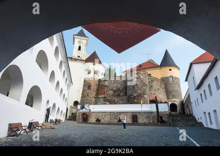 Innenhof Palanok Castle, Mukachevo, Transkarpatien, Ukraine Stockfoto