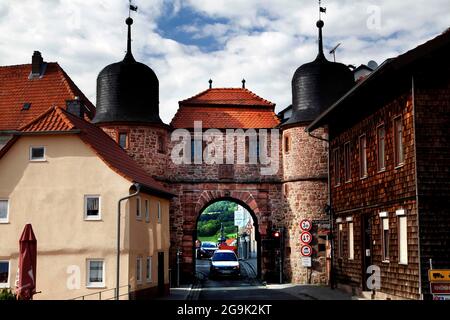 Stadttor, Tann, mittelalterliche Stadt, Luftkurort, Hauptstadt der Rhön, Grüngürtel, Grenzweg, ehemalige innerdeutsche Grenze, Ulstertal Stockfoto