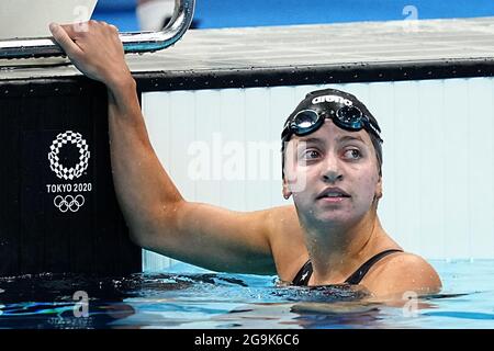 Tokio, Japan. Juli 2021. Schwimmen: Olympische Spiele, Frauen, 200 m Medley, Halbfinale im Tokyo Aquatics Center. Kate Douglass aus den USA. Quelle: Michael Kappeler/dpa/Alamy Live News Stockfoto