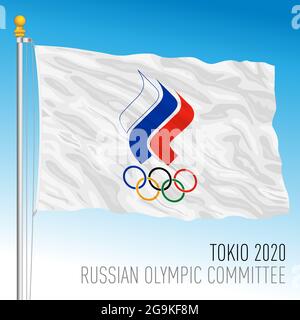 Flagge des russischen Olympischen Komitees, Tokio 2020, Illustration Stockfoto