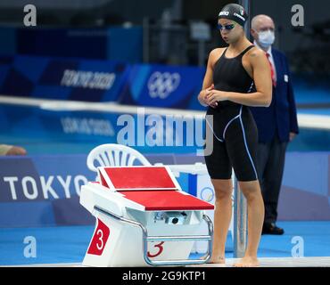 Tokio, Japan. Juli 2021. Martina CARRARO aus Italien beim Schwimmen der 100-m-Bruststroke der Frauen im Halbfinale am 26. Juli 2021 im Tokyo Aquatics Center in Tokio, Japan Credit: Mickael Chavet/Alamy Live News Stockfoto