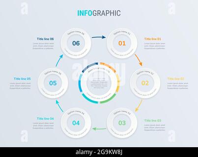 Infografik Timeline design Vector. 6 Schritte, abgerundete workflow Layout. Vektor Infografik timeline Vorlage. Stock Vektor