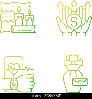 Lifestyle-Tendenzen Gradienten lineare Vektor-Symbole gesetzt Stock Vektor
