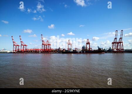 Krane am liverpool 2 Containerterminal freeport liverpool england großbritannien Stockfoto