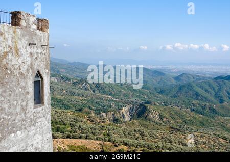 Schöne Landschaft vom Schloss Skanderbeg in Kruja Stockfoto