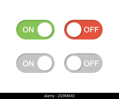 Ein/aus-Schieberegler mit Schatten, Kippschalter für Benutzeroberfläche Stock Vektor