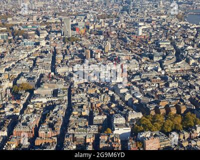 Eine Luftaufnahme des Zentrums von London aus dem Westen, Großbritannien Stockfoto