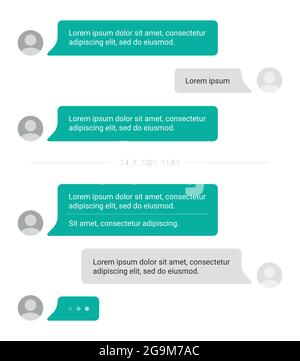 Chat-Nachrichtenblasen, Schnittstellenvorlage mit Benutzerprofilfoto Stock Vektor