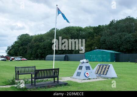 Der Flugplatz Hunsdon ist ein ehemaliger Flugplatz der RAF in der Nähe von Hunsdon, Hertfordshire. Der Flugplatz wurde zur Montage der Operation "die Operation", der Razzia im Amiens Gefängnis, genutzt. Stockfoto