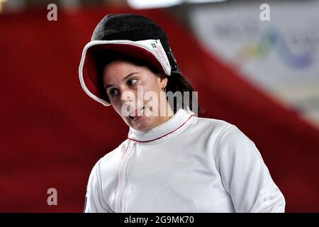 Roberta Marzani, italienischer Fechter, während der italienischen Fechtmeisterschaft 2021, die im Palavesuvio in Neapel (NA) stattfand. Stockfoto