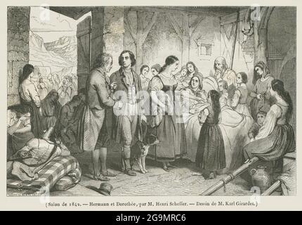 Europa, Frankreich, historische Illustration von "Hermann und Dorothea" von Johann Wolfgang von Goethe, ZUSÄTZLICHE-RIGHTS-CLEARANCE-INFO-NOT-AVAILABLE Stockfoto