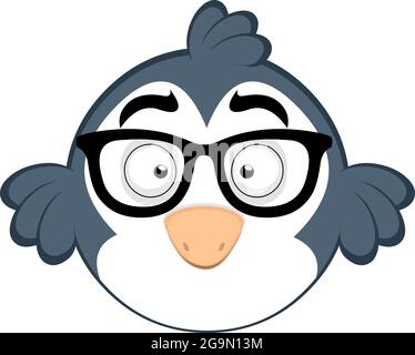 Vektor-Emoticon Illustration eines Cartoon-Vogel mit Brille Stock Vektor