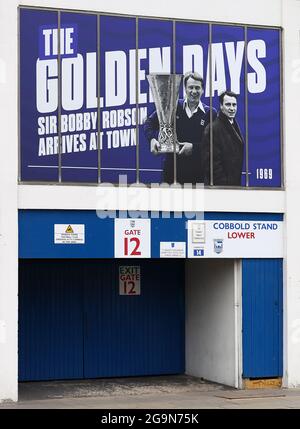 Cobbold Stand Außenfenster Facelift, Portman Road, Ipswich, Großbritannien - 23. Juli 2021 Stockfoto