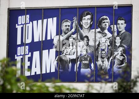Cobbold Stand Außenfenster Facelift, Portman Road, Ipswich, Großbritannien - 23. Juli 2021 Stockfoto
