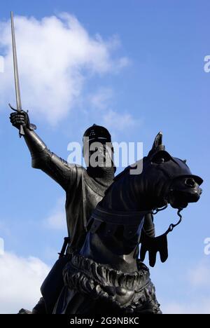 Owain Glyndwr Statue, Corwen, Nordwales. Stockfoto